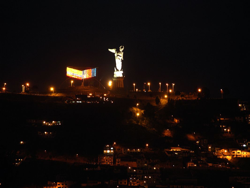 Ecuador Quito 07-06 Old Quito Cafe Mosaico Sunset View Of El Panecillo And Virgin Mary